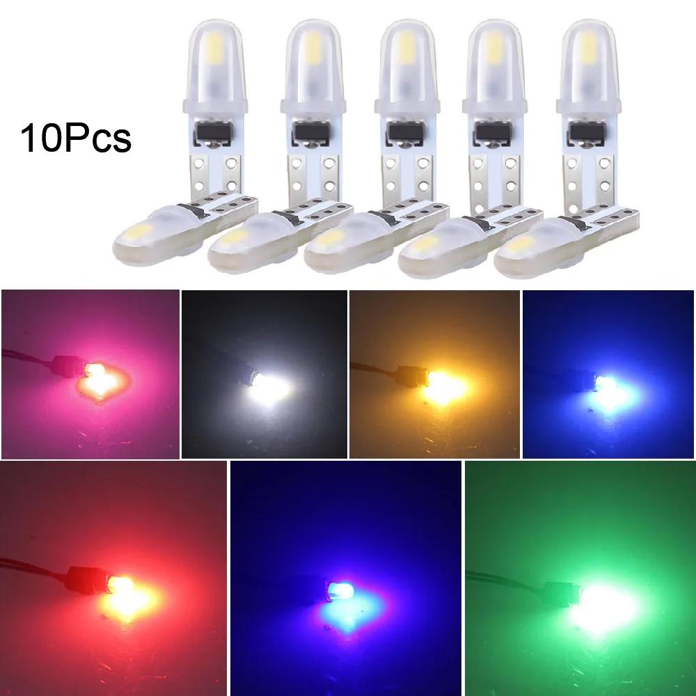 10Pcs T5 Car Led Bulbs Dashboard Lights 3014 2SMD LED Light 12V Car Interior Light Auto Side Wedge Instrument Gauge Lamp Bulbs