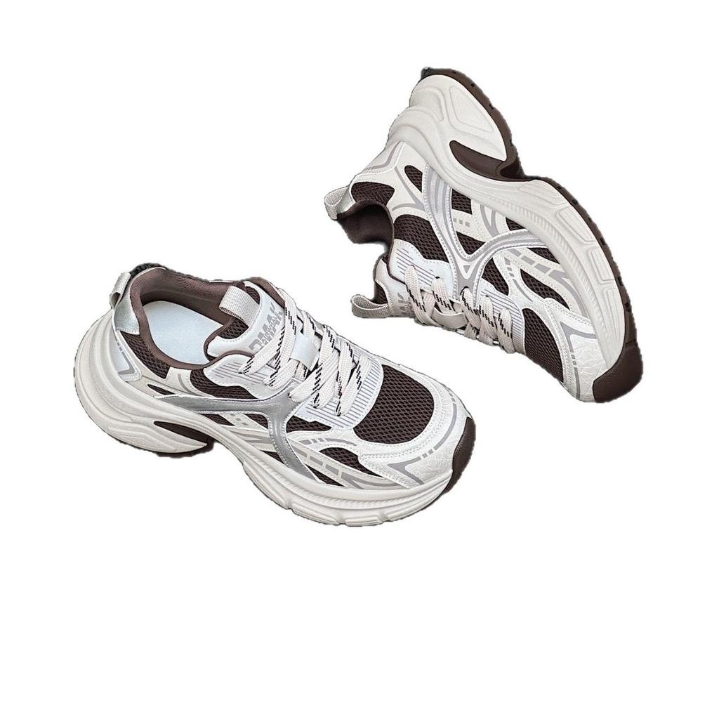 Suction Film Sole Dad Shoes Women's 2025 Spring and Summer New Thick Sole Heightening Retro Sports Shoes Women's Casual Versatile Shoes Children