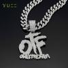 Hip Hop Fashion English Letter OTF Pendant Cuban Chain Necklace, Suitable For Daily Wear By Men And Women , Rock Party Jewelry