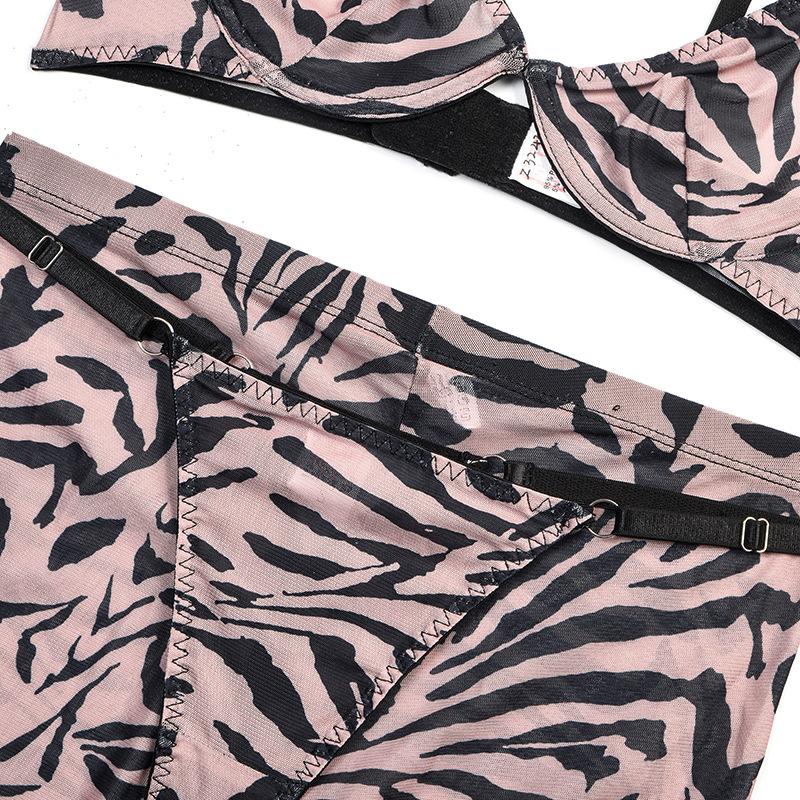 Aduloty Женское сексуальное нижнее белье, тонкая сетка, новое летнее эротическое белье с леопардовым узором, сетчатое нижнее белье, комплект из четырех штук