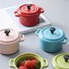 Hanging Ears Steamed Egg Bowl 200ml Mini Casserole with Lids Ceramic Breakfast Bowl Butter