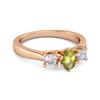 Peridot Elegant Three Stone Ring - Sterling Silver Rose Gold Vermeil