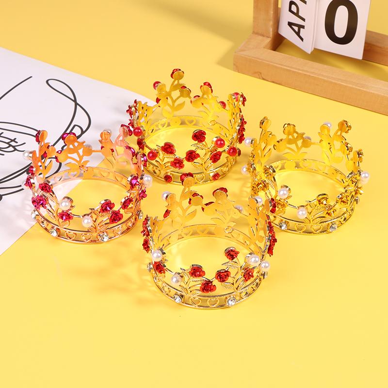 Роскошные цветочные короны, маленькие тиары для кукольной диадемы для девочек, украшения для волос на день рождения, свадьбу, выпускной, корону, украшение для торта