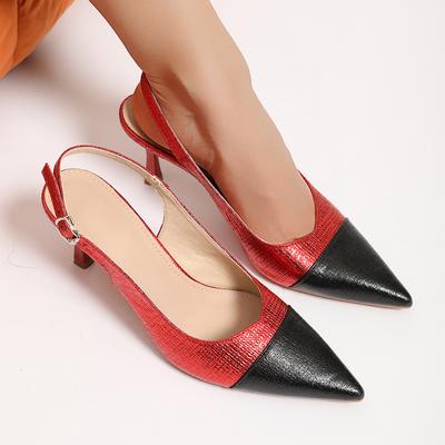 Французские ретро туфли-стилеты на высоком каблуке темперамент знаменитости нежный сочетание юбка острый носок пустые одинарные туфли полупальцы босоножки женские