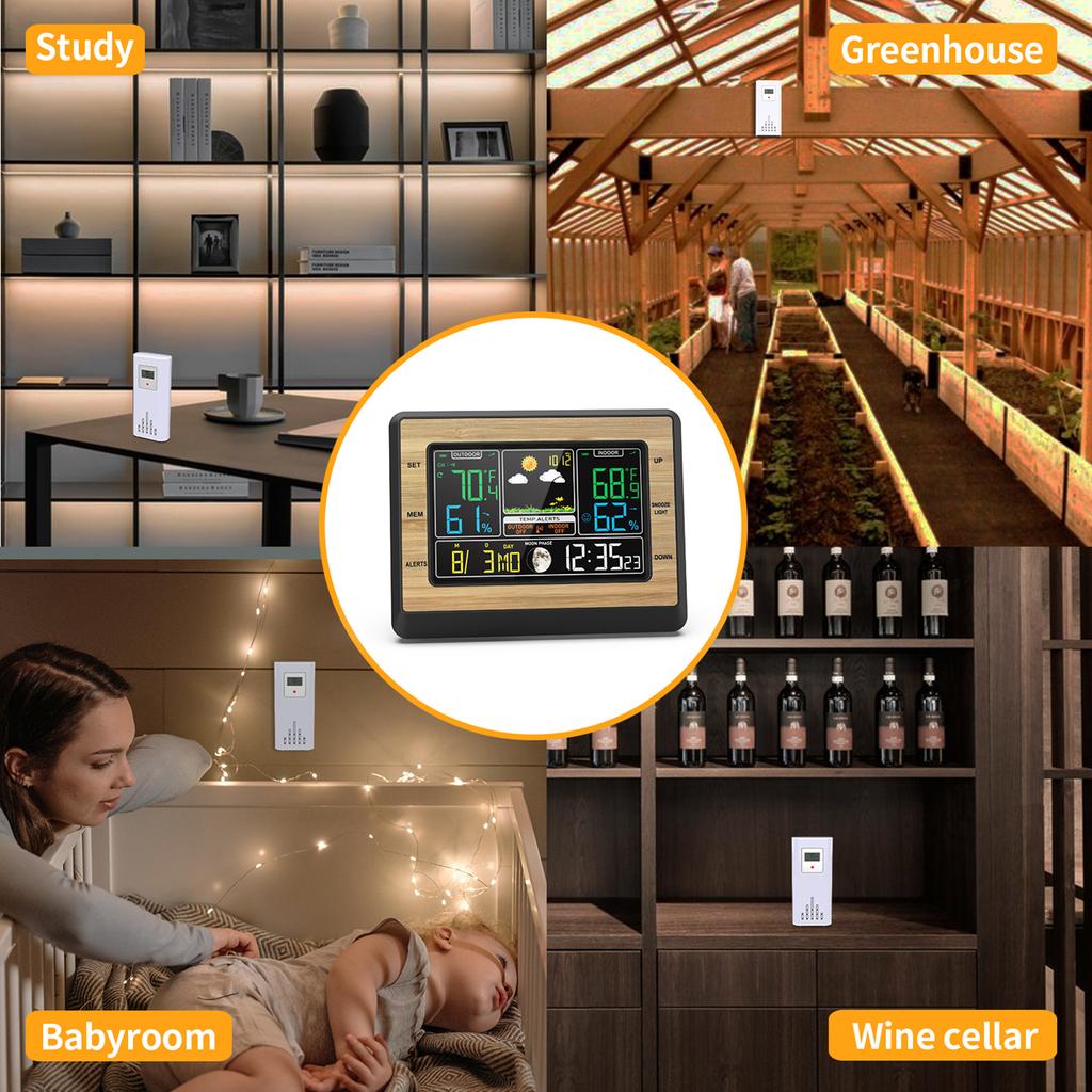 Wireless Color Screen Wther Station Digital Thermometer Moon Phase Di lay Temperature Alarm