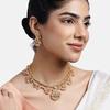 Wedding Necklace Set with Gold Plated CZ Machlipatnam, Pearls and Coloured Crystals for Women