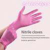 8/16/24Pcs Nitrile Disposable Gloves Pink Waterproof Durable Multifunctional Household Glove for Kitchen Cleaning Cooking Tools