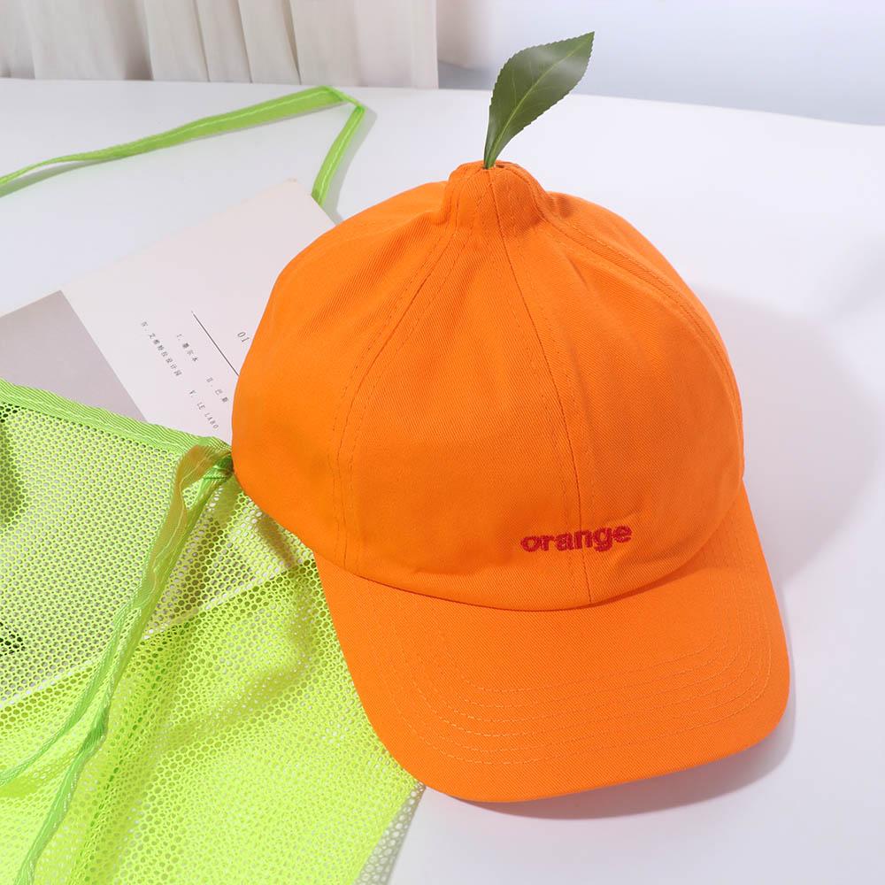 Cotton Orange Baseball Cap Peaked Creative Orange Cap Versatile Embroidered Letter Hat  Street