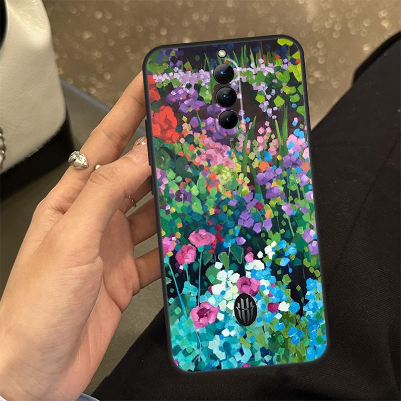 Яркий чехол-пенал с рисунком цветов для ZTE Nubia Red Magic 11 10 9 8 8S 9S 10S Pro Plus 6 7 6S 7S RedMagic 10 Air