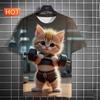 Милая футболка с графикой мультяшного кота для мужчин, футболка с 3D-принтом кавайного котенка, футболка с коротким рукавом, повседневная футболка с круглым вырезом, футболка в стиле Харадзюку