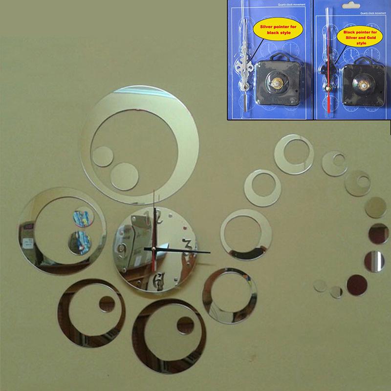 Круги 3D современные зеркальные настенные часы часы наклейка наклейка домашний DIY декор