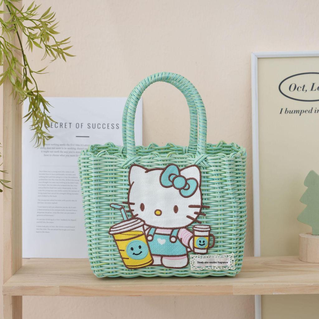 Colorful Imitation Rattan Woven Ladies' Picnic Handbag