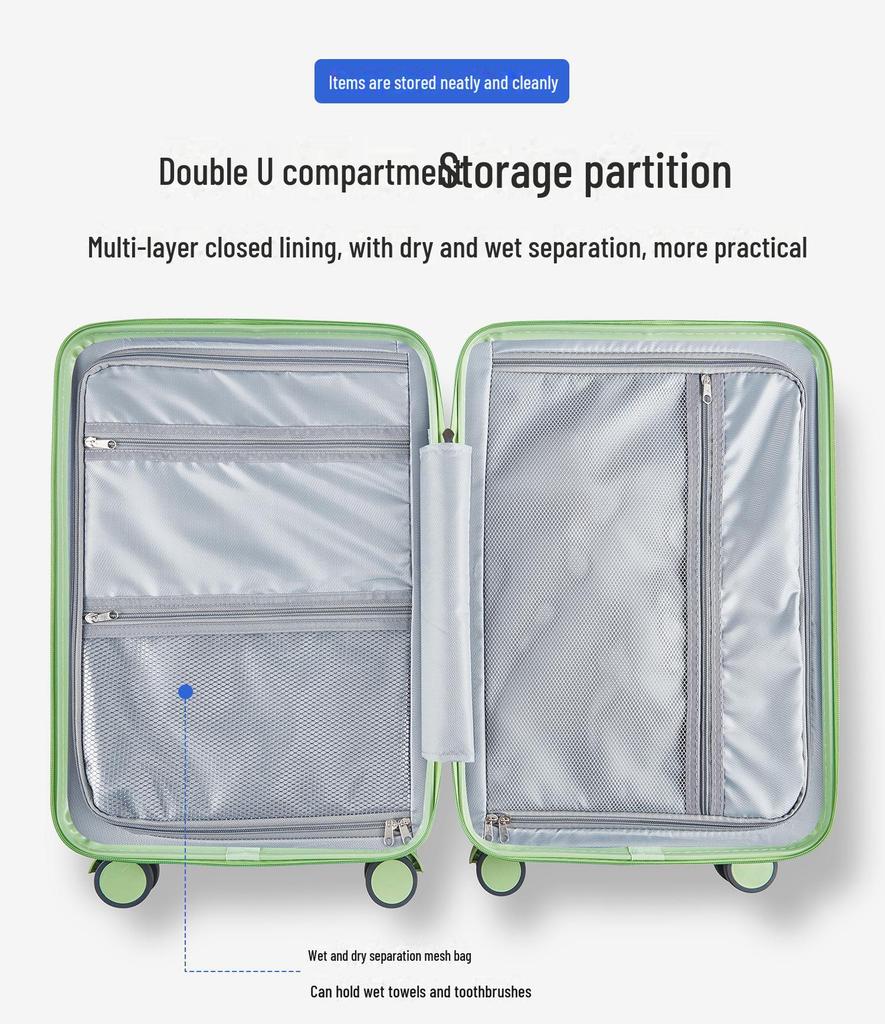 Бесплатная доставка: 20-дюймовые и 24-дюймовые многофункциональные чемоданы на колесах с передним открыванием и широкими ручками