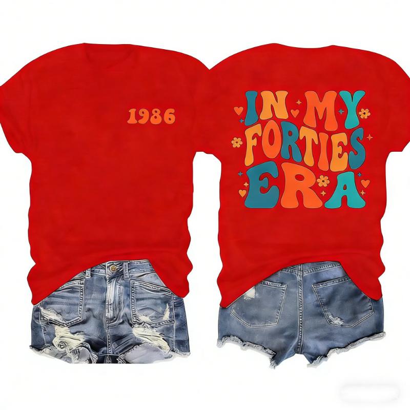 For Unisex Vintage Tshirt In My Forties Birthday Party Short Sleeve Graphic Tshirts Commuter Tee Tops