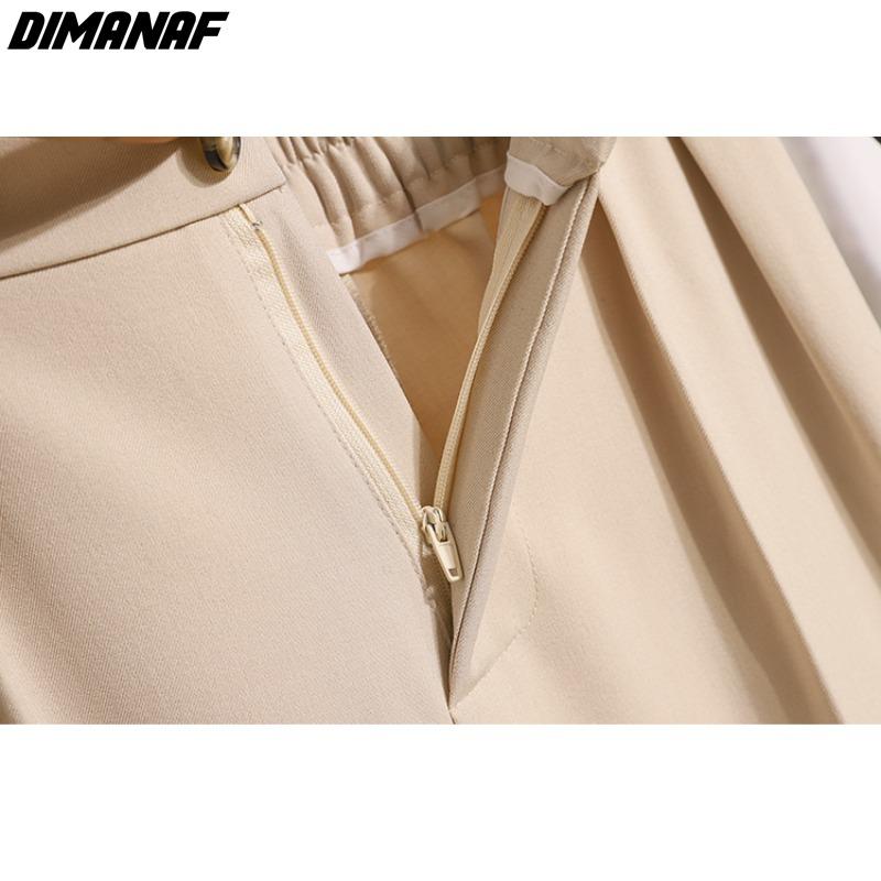 DIMANAF 2024, новинка, большие размеры, весенне-летние длинные брюки, женские свободные повседневные однотонные брюки с эластичной резинкой на талии, широкие брюки