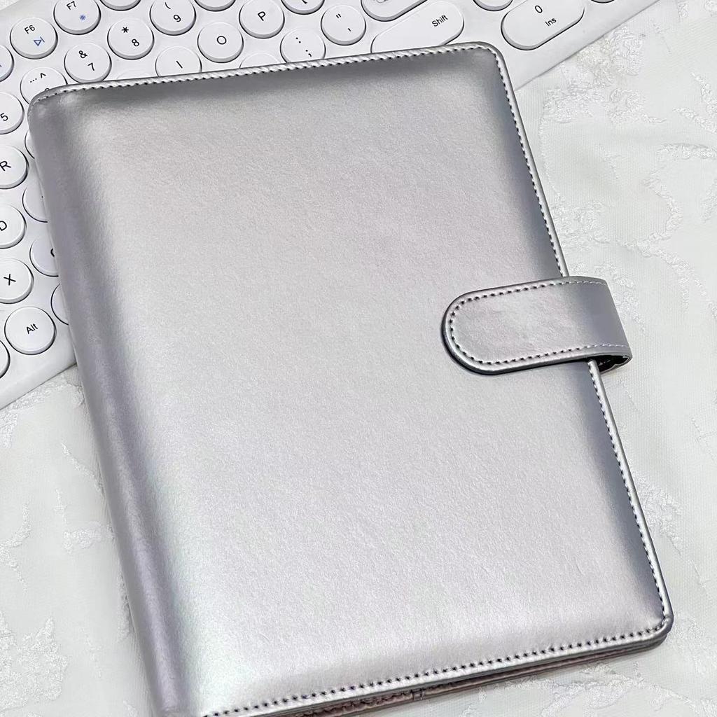 A5 Серебристый ПУ DIY Обложка для тетради на кольцах Дневник Ежедневник Планировщик Бумажная обложка Школьные принадлежности