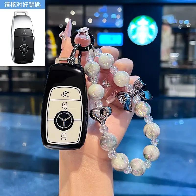 TGM3 Female Key Case for Mercedes Benz CLS CLA GL R SLK AMG A B C S Class 3 Button Remote Car Key Cover Holder Keychain Accessories
