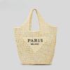 Skeleton Straw Bag Women's Mesh Pocket Handmade Woven Beach Tote Holiday Shoulder Bag