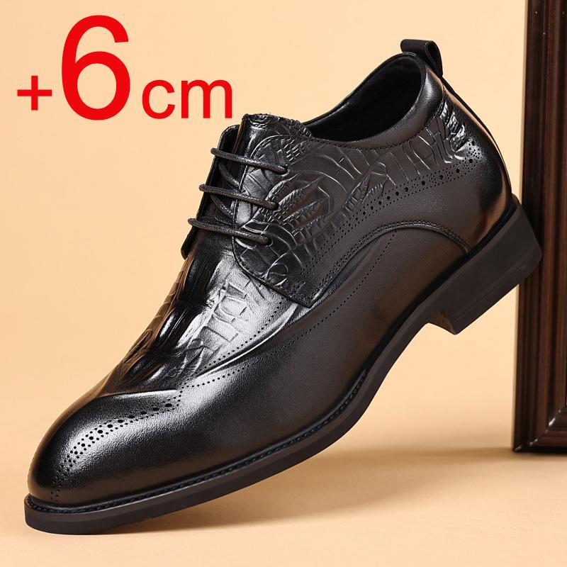 Men's Elevator Shoes Height Increase 6cm Business Dress Genuine Leather Shoes Men Inner Height Hidden Heels Elevator Shoes Man