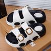 New Two-tone Double Buckle Strap Women Slides Non-slip Thick EVA Platform Casual Indoor Outdoor Slippers