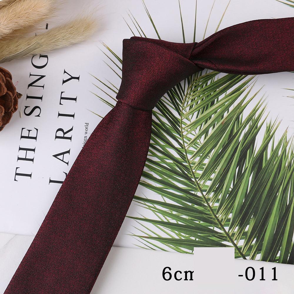 Men's Trend Business Casual Narrow 6cm Polyester Jacquard Tie Solid Color Striped Tie