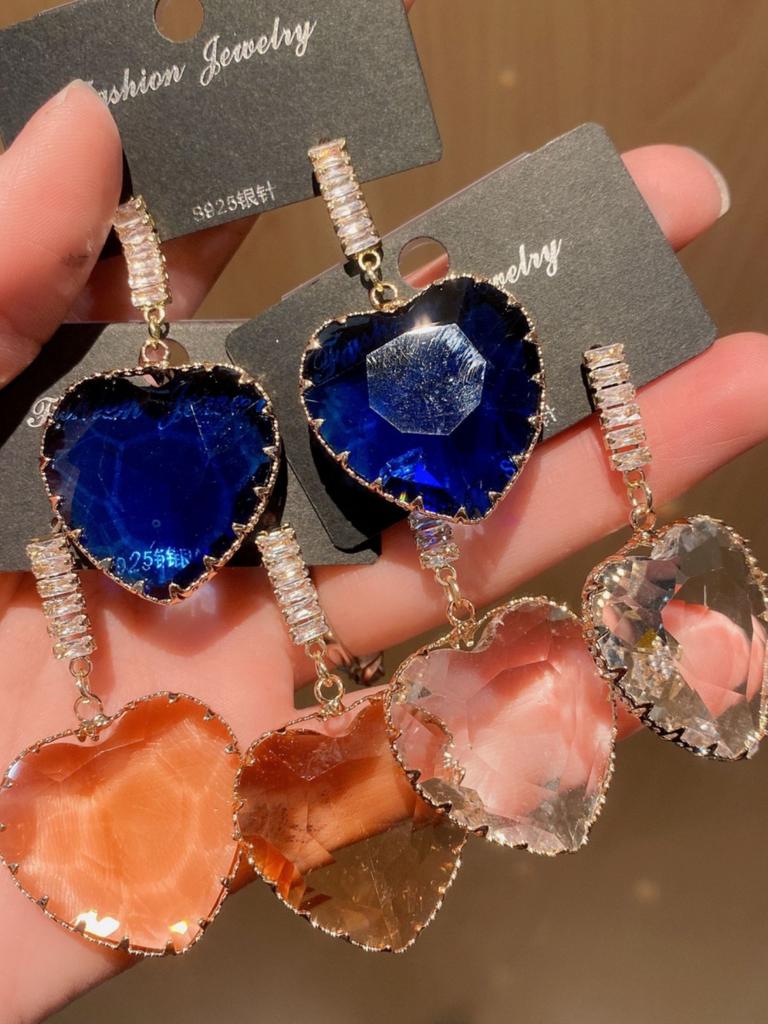 2 шт. женские модные серьги с цирконом и кристаллами в форме сердца и аксессуары для вечернего платья для вечеринки