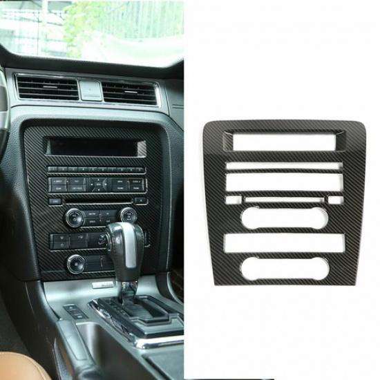 Carbon Fiber Center Navigation Radio Panel Trim Cover For Ford Mustang 2009-2013