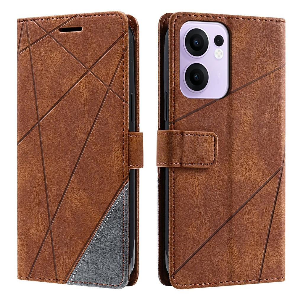 For Oppo Reno13 F 4G/5G Case Imprinted Lines PU Leather Splicing Wallet Phone Cover