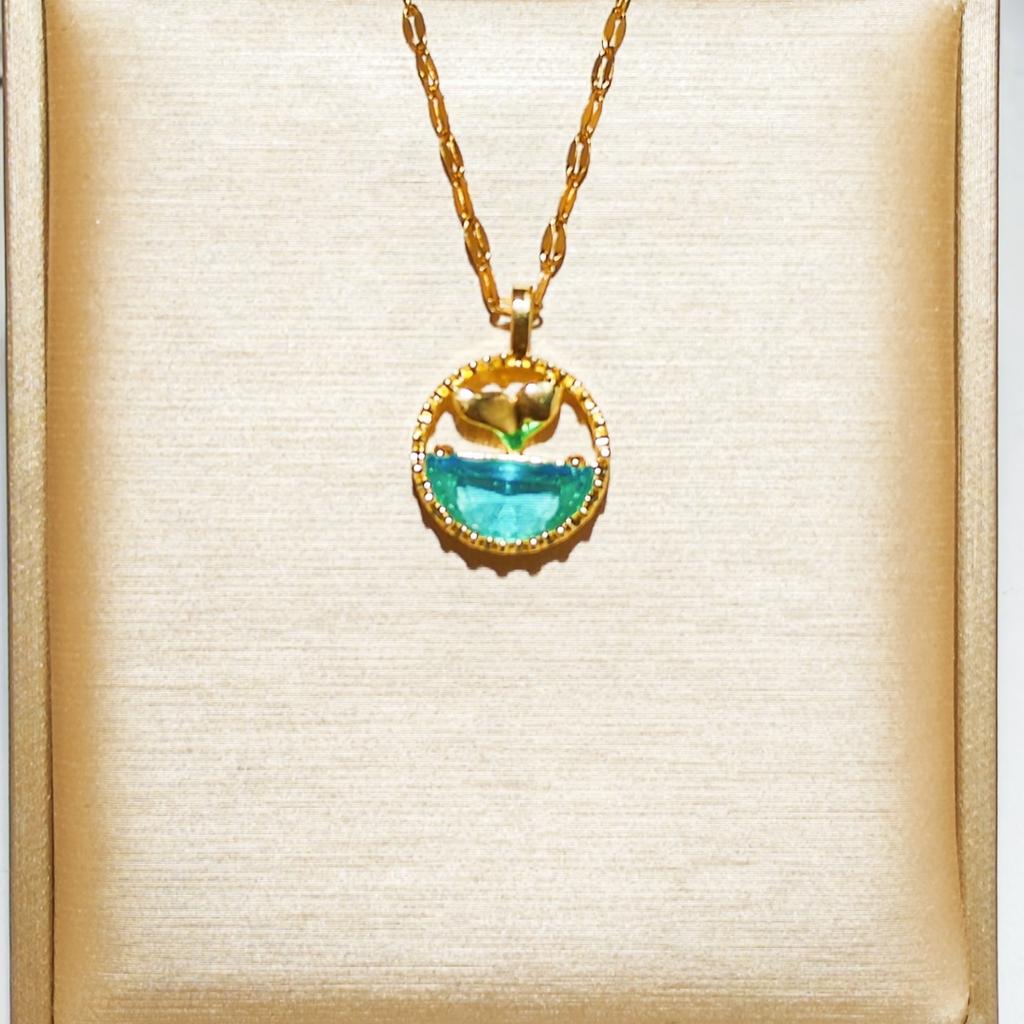 Ожерелье с дизайном «Океанский кит» для женщин: Украшения из титановой стали с микроинкрустацией циркония и роскошным замком