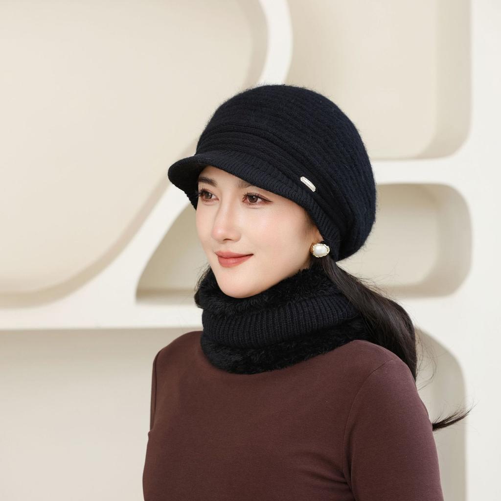 Новая осенне-зимняя шляпа для пожилых мужчин и женщин, вязаная, универсальная, теплая и повседневная, из кроличьего меха, утолщенная, модная шерстяная шляпа-котелок, бабушкин стиль