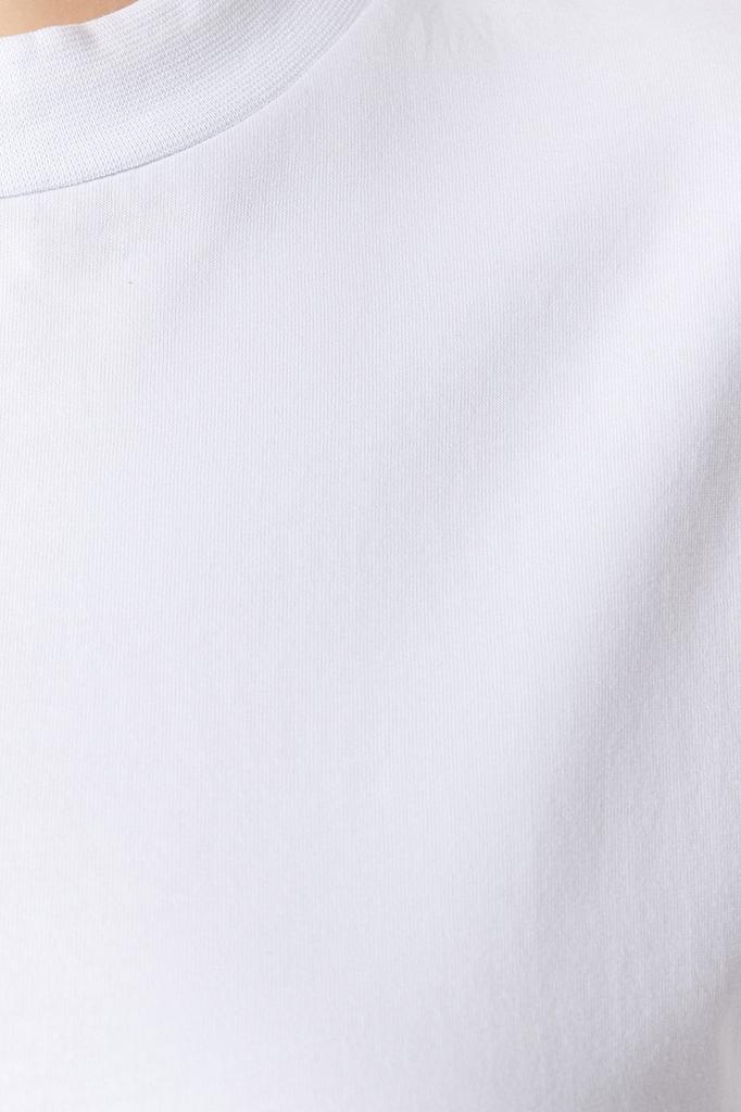 Women's Style Plus Size White Navy Blue Ribbed Collar Boyfriend Knitted T-shirt