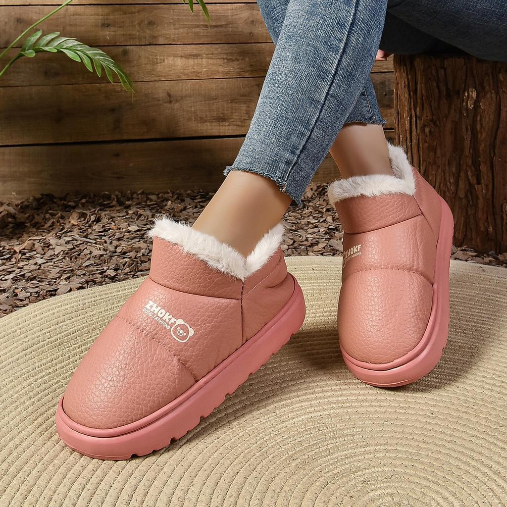 Сумка-трансграничник с хлопковыми тапочками, женские зимние водонепроницаемые нескользящие домашние теплые простые плюшевые высокие хлопковые туфли