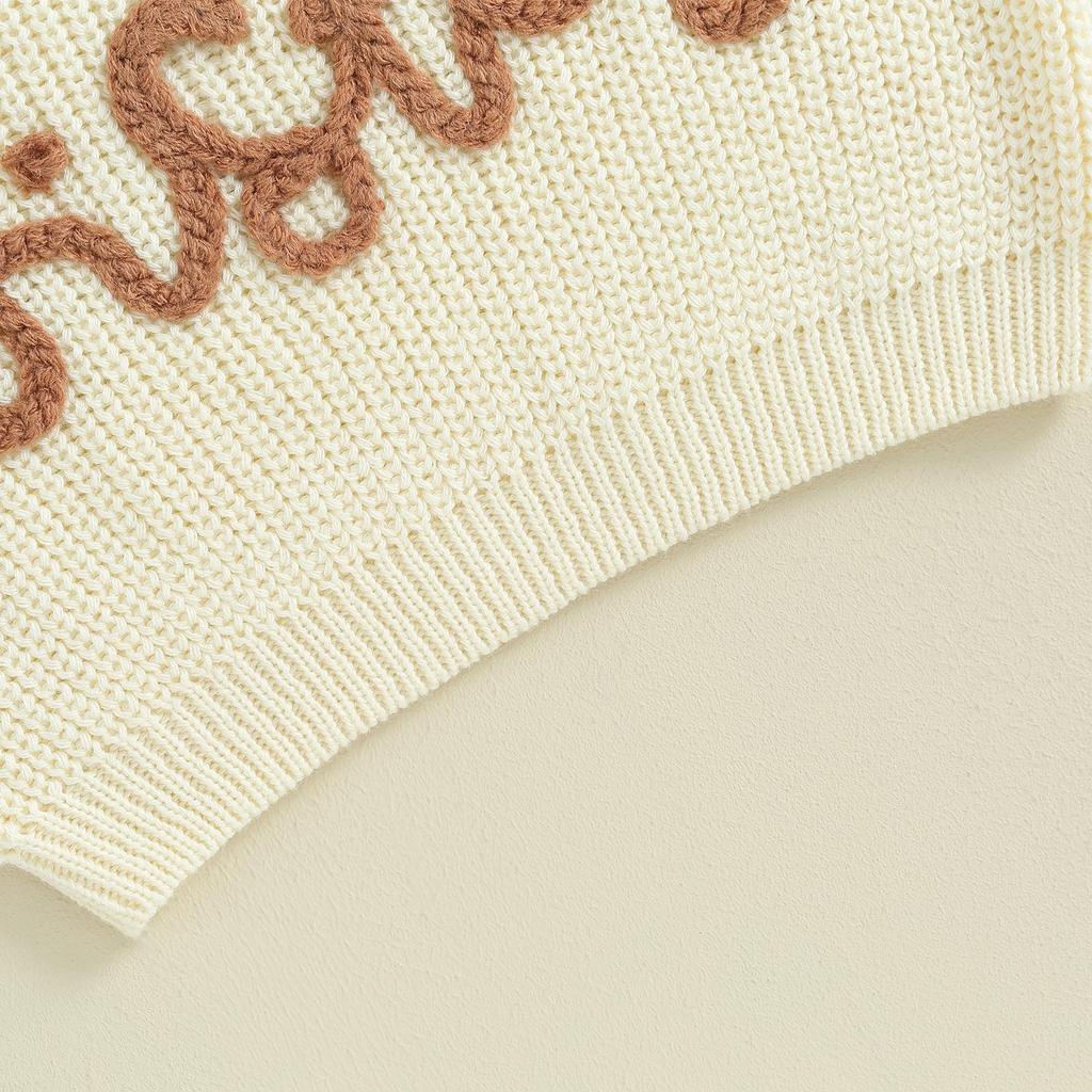 Детский свитер для девочек, пуловеры с вышивкой букв и круглым вырезом, пуловеры с длинными рукавами, осенняя одежда для малышей, джемперы, топы