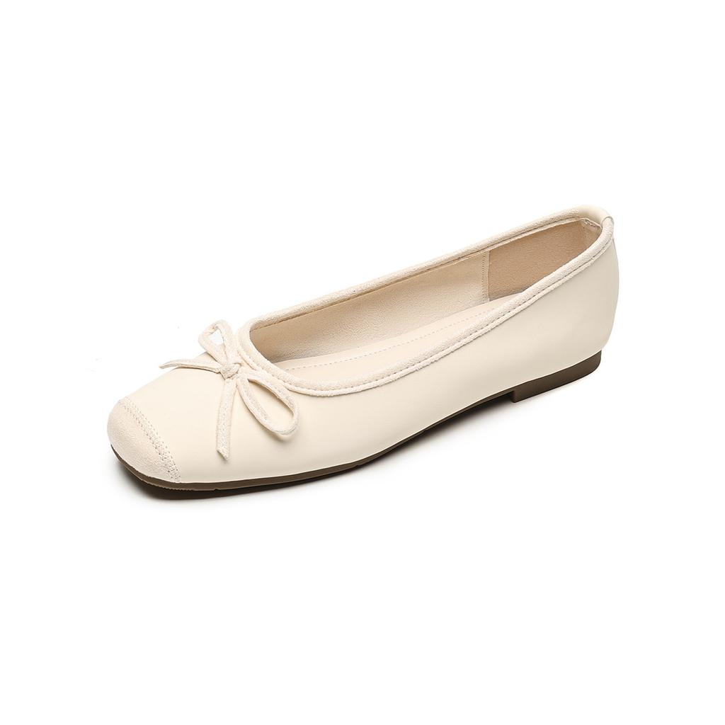 Французские одинарные туфли женские летние балетки на плоской подошве с бантом на мягкой подошве туфли бабушки