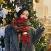 Christmas Red Plaid Retro Scarf for Women Winter Korean Style All Match Scarf To Keep Warm New Year Couple Style Imitation Cashmere Scarf