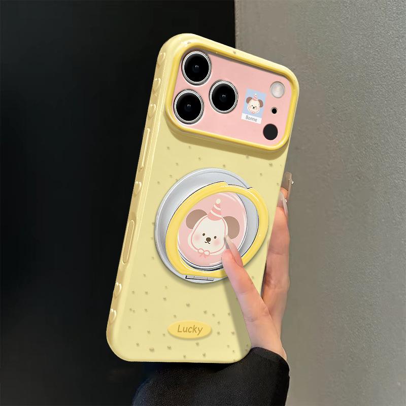 Милый мультяшный животный подходит для чехла iPhone 17promax iphone15 силикон 16 вращающаяся подставка 14 женщины