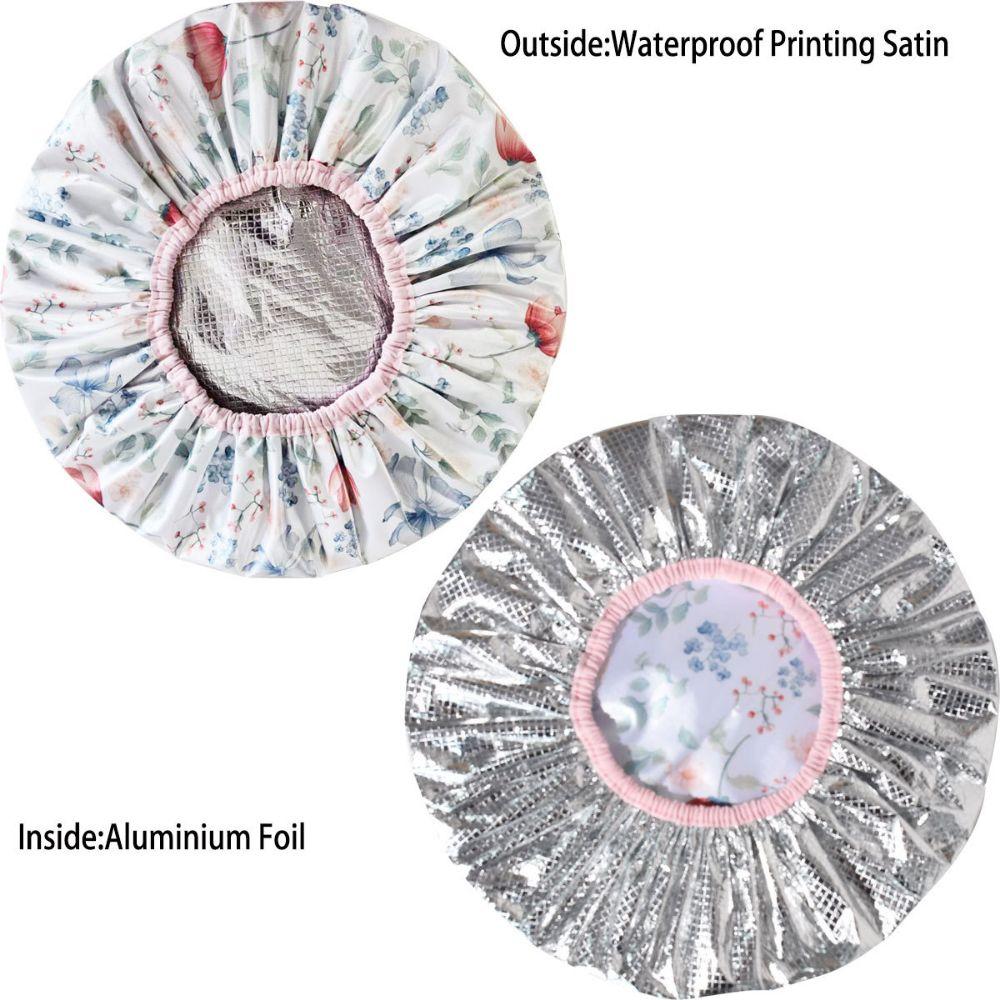 Foil Lining Deep Conditioning Cap Floral Pattern Satin Shower Cap Thickened Shower Cap Salons