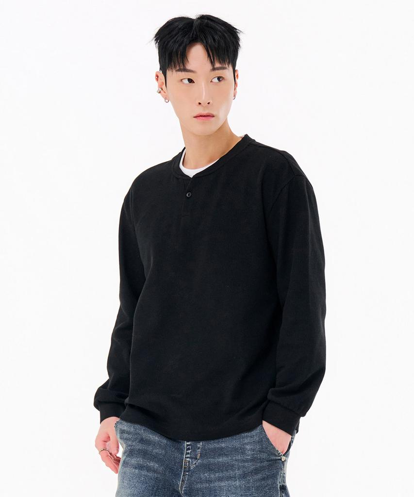 CHASECULT Men'S Neck Variation Layered Long Sleeve T-Shirt-Fark5114B03