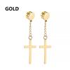1 pair Punk Stainless Steel Cross Stars Pendant Ear Clip No Piercing Earrings For Women Hiphop Fashion No ear hole Men Jewelry