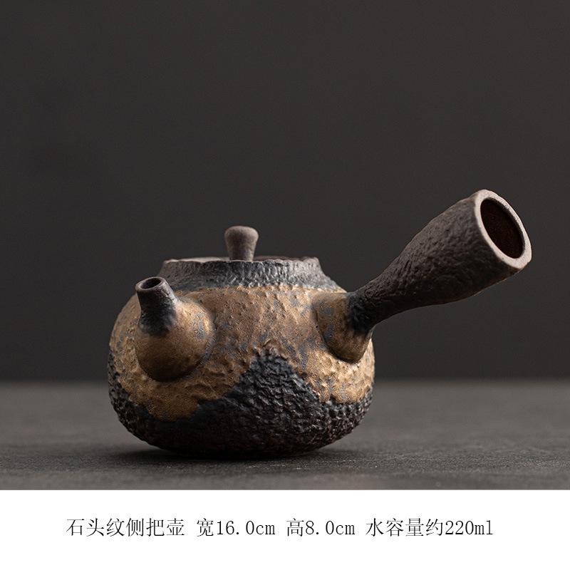 200ml Japanese Gilt Iron-glazed Teapot Solid Wood Handle Filter Tea Pot Retro Pottery Tea Maker Chinese Cha Tea Set Accessories