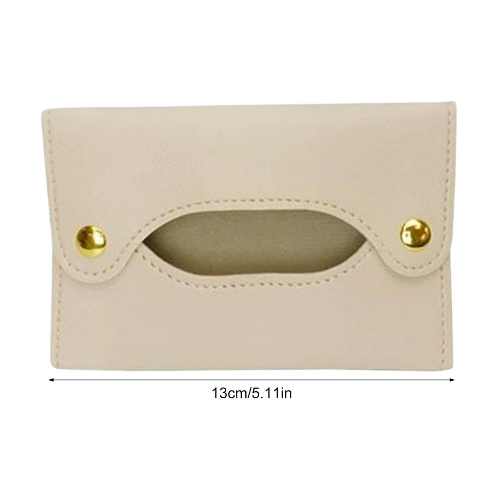 Tissue Case Portable Travel Pouch with Durable PU Leather and Snap Button for Car or Outdoor Use
