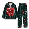 Child 2 Piece Christmas Day Printed Suit Long Sleeve Button Up Top Wide Leg Pants Suit Set Pajamas Home Casual Suit