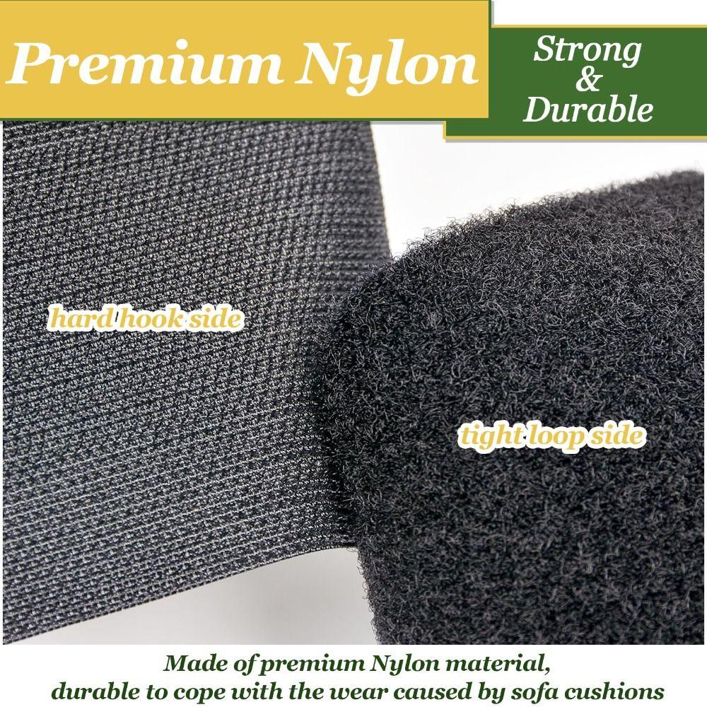 Heavy Duty Fastener Tape Strips with Adhesive Black Double Sided Hook Loop Rolls  Patio Cushions