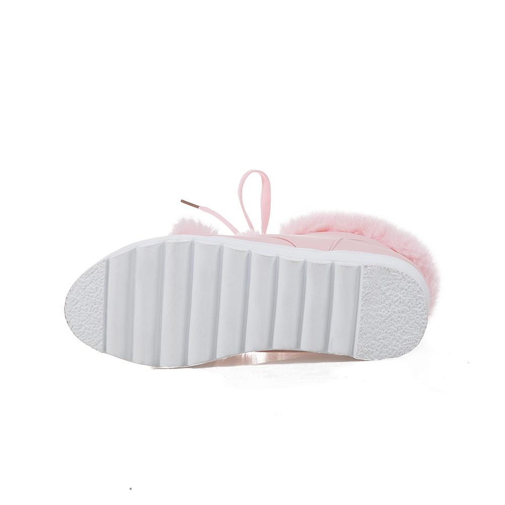 B5/Женские короткие сапоги, зимние длинные плюшевые теплые зимние ботинки, женская обувь оверсайз, высокий покатой каблук, женская обувь