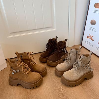 Ботинки Мартин на толстой подошве женские осенне-зимние новые ботинки матовая кожа ретро высокие ботинки локомотив рабочие короткие ботинки