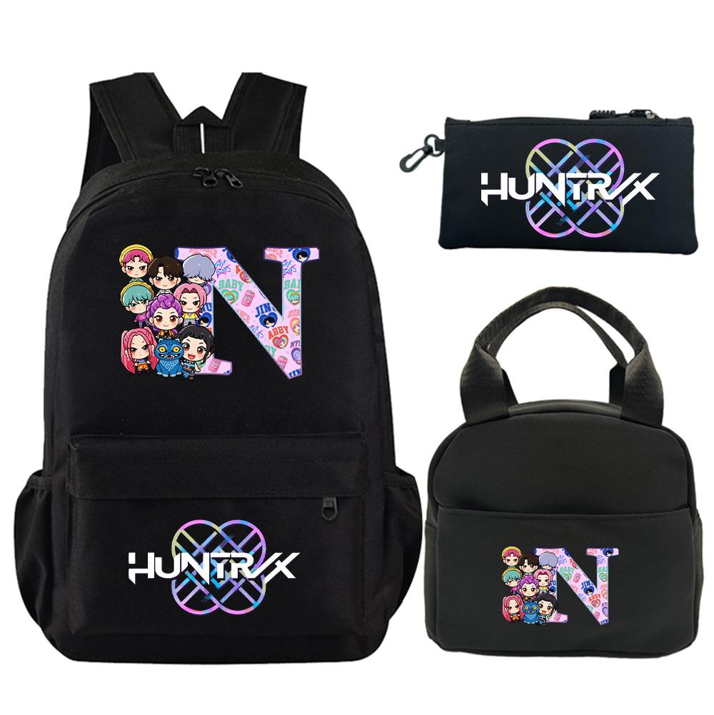 3Pcs/set 26 English Letter Printed Backpack with Shoulder Bag Pencil Case for Teenager Student Boy Girl Schoolbag Large Capacity Bookbag Kid Gift