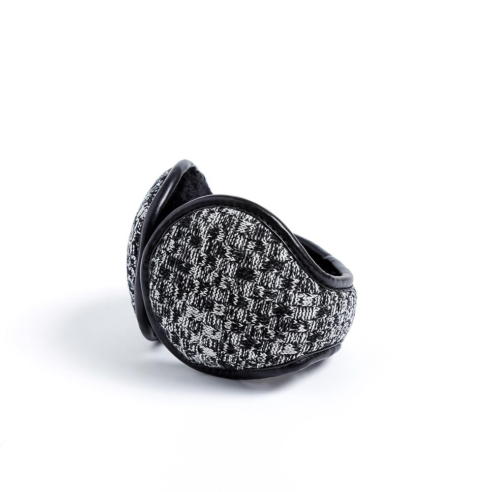 Unisex Ear Muffs Outdoor Winter Earmuffs Knit Grid Design Foldable Ear Warmers Warm Plush Ear Protector Cover for Men Women