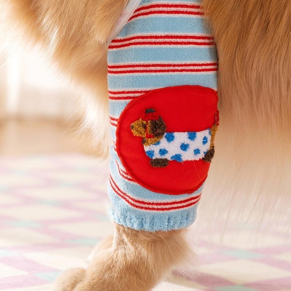 Striped Design Dog Elbow Brace Cartoon Pattern Dog Leg Warmers Dog Knee Pads Autumn Winter