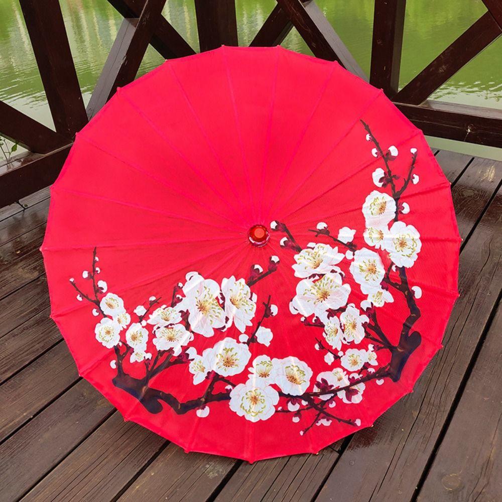 Vintage Chinese Silk Umbrella Decorative Hanging Stick Umbrella Sturdy Oiled Paper Umbrella Kids