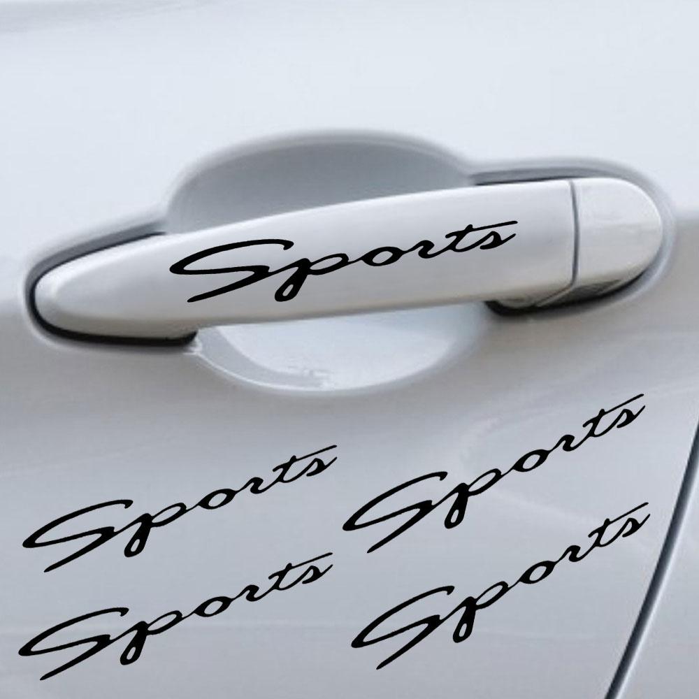 4Pcs SPORT Wiper Car Door Handle Bowl Stickers Refit Covering The Blocking Scratches Stickers Reflective Handle Auto Accessories